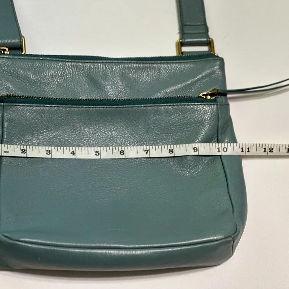 Fossil Explorer Leather Crossbody Bag Teal Blue 11x9x2.5" – Excellent Pre-Owned - Picture 12 of 16
